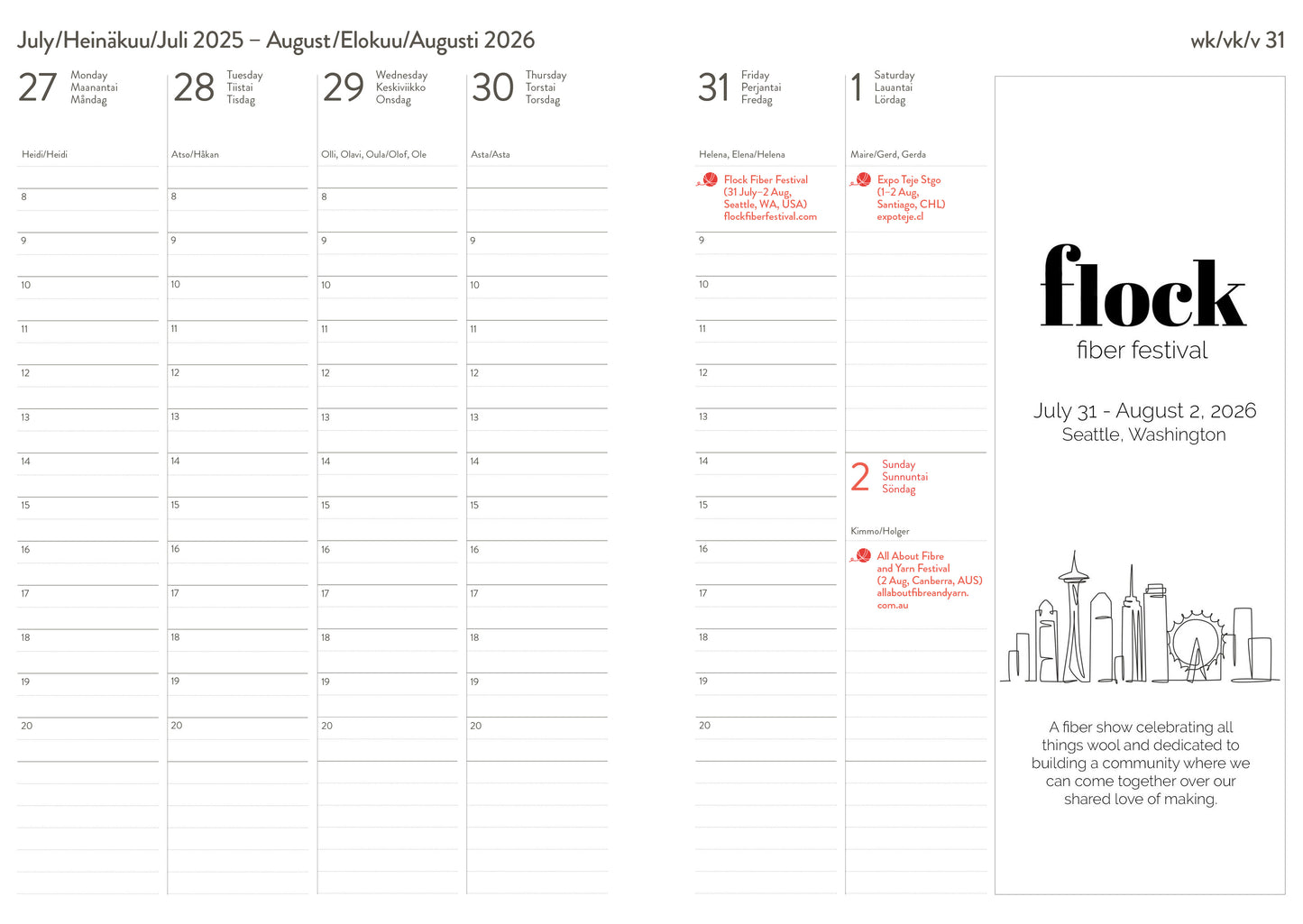 Knitters Year 2026 Weekly Planner